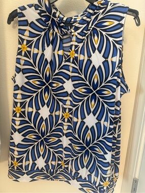 Worthington Royal blue, White & Yellow & black Geometric Sleeveless